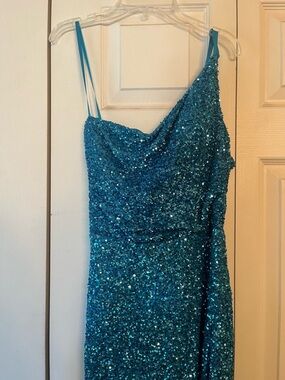 B. Smart Teal Sequin Prom Dress